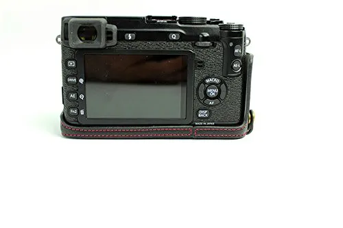 Zakao - custodia protettiva per fotocamera, in vera pelle, versione che copre solo la metà inferiore, con cinturino da polso, custodia protettiva per Fujifilm Fuji X-E1 X-E2