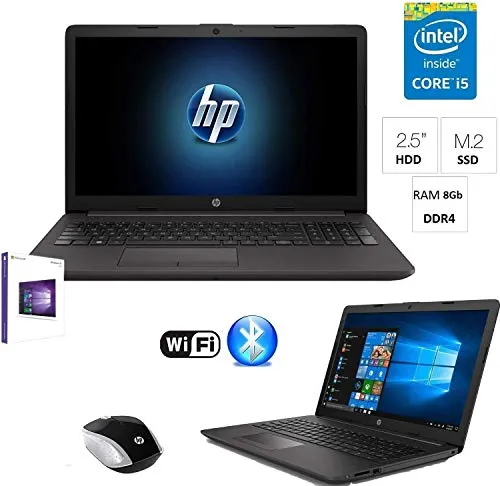 Notebook Portatile Hp G7 intel i5 8265U 3,7ghz,Ram 8Gb Ddr4,Ssd M.2 256 Gb,Display hd 15.6" antiriflesso,Hdmi,Lan,3xUsb,Lettore Dvd-Cd,Wifi,Bluetooth,Webcam,Windows 10 Pro 64 bit,Mouse Hp wifi