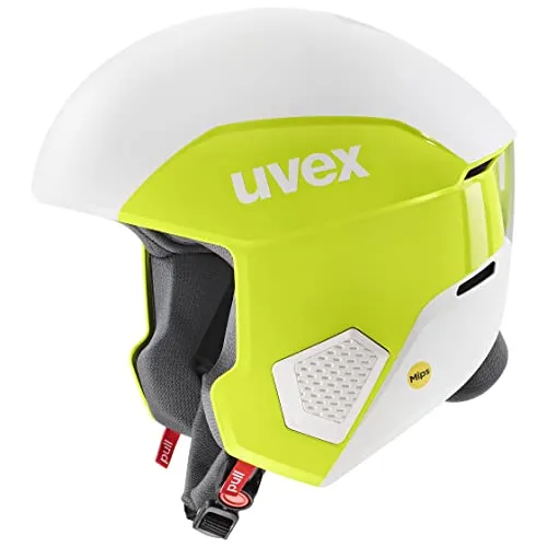 uvex invictus MIPS, casco da sci robusto unisex, sistema MIPS, imbottitura per le guance in caso d’emergenza, lime, white matt, 58-59 cm