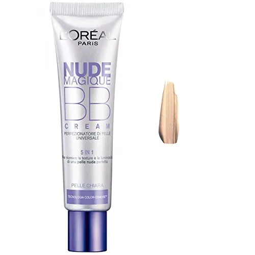 L'Oréal Paris Glam Nude BB Cream 5 Benefici in 1, Effetto Nudo e Ottima Copertura, 24 h di Idratazione, Light