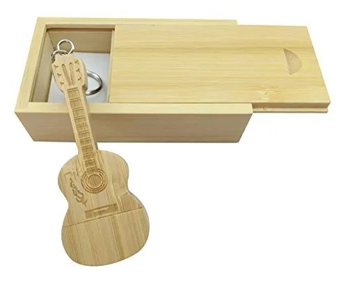 Chiavetta USB in legno di acero a forma di chitarra in scatola di legno Bamboo wood 2.0/32GB