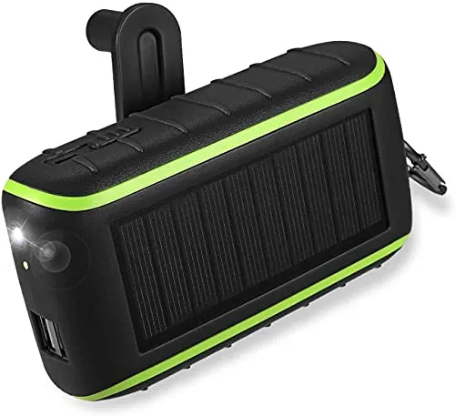 Workingda Power Bank 10000mAh Caricabatterie Portatile Solare Power bank, 2 Porte USB Batteria Esterna con Torcia a LED