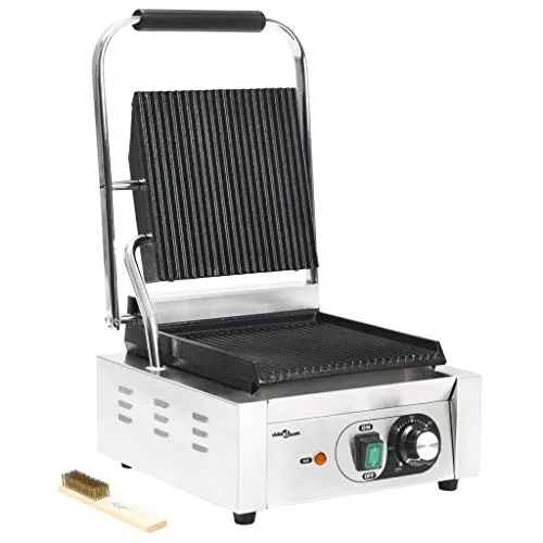 vidaXL Griglia per Panini Scanalata in Acciaio Inox 1800W 32x41x19cm Piastra