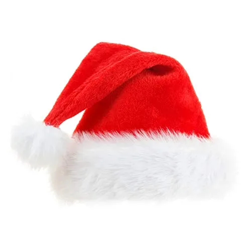 Ptsaying Cappello Babbo Natale, Morbido Cappello di Natale in Peluche, Cappello di Babbo Natale Comfort in Velluto Unisex Pelliccia Classica Ispessita(Adulti)