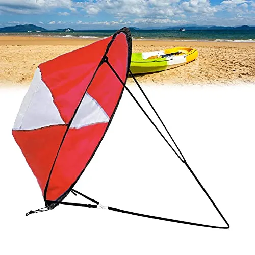 EnweOil Vela a Vento Pieghevole per Kayak, Canoe Downwind Paddle con Finestra Trasparente, Canoe Downwind Paddle per Kayak Barca a Vela Canoa Pieghevole Stile,Rosso