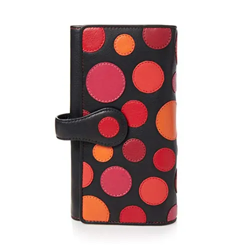 Visconti ® Portafoglio Donna Vera Pelle con Protezione RFID Porta Carte di Credito con Portamonete Borsellino Portafogli Porta Banconote Polka (P2 Very Berry Toni del Rosso)