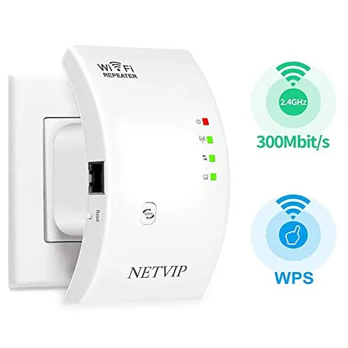 NETVIP Ripetitore WiFi Wireless 300Mbps/2.4GHz WiFi Range Extender Segnale Amplificatore Enhancement Ripetitore Access Point/Range Compatibile con Tutti i Modem Router WiFi