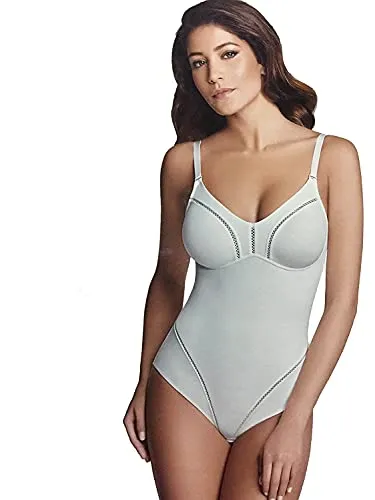 Lepel Body Contenitivo Liscio Senza Ferretto in Microfibra Elastico con Coppa C Preformata con Elegante Motivo Decorativo Art.Dafne (5, Nudo)