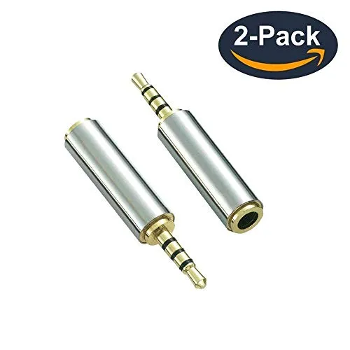 Aigital (2 Pack) Gold Plated 2.5mm Male to 3.5mm Female Stereo Audio Headphone Adapter Converter Jack Aux Plug TRRS for Smartphones, Tablets, Speakers, Microphone & Card Readers by