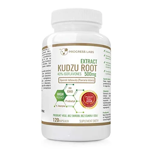 Progress Labs Kudzu Root Extract 500mg Confezione da 1 x 120 Capsule Estratto di Radice di Isoflavoni Kudzu Antiossidante Prébiotique Leucina Vegano Pueraria Montana