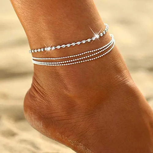 Ushiny - Cavigliera da spiaggia con perline in cristallo, accessorio per donne e ragazze