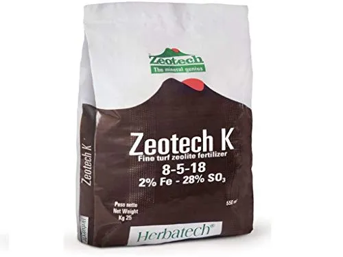Zeotech CONCIME per Prato SUPERPROFESSIONALE K NPK 8-5-18+ Fe 25 kg Ideale per Stress Invernale AMDGarden