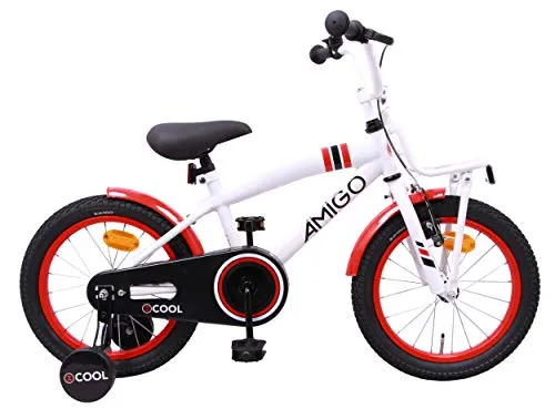 AMIGO - 2Cool - Bicicletta bambini - 16'' (per 4-6 Anni) - Con stabilizzanti - Bianco