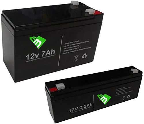 BATTERIA AL PIOMBO RICARICABILE 12V 7AH + 12V 2,2Ah Per allarmi antifurti sicurezza videosorveglianza