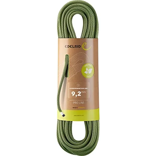 EDELRID Hummingbird Eco Dry - Corda semplice, 9,2 mm, colore: Oliva 70 m