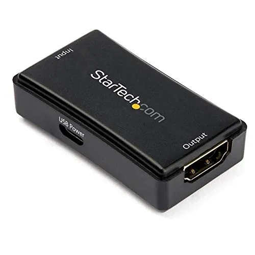 Startech.com HDBOOST4K2 Amplificatore di Segnale HDMI 4K 60Hz 14m, Alimentato USB, Supporto Audio 7.1, Nero