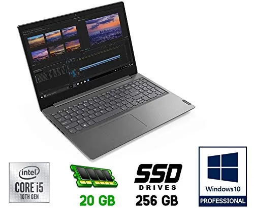 Lenovo Notebook Display 15.6" FULL HD, Intel® Core™ I5, 4 Core fino a 3.6 Ghz, DDR4 20GB RAM, 256 GB SSD, WINDOWS 10 PRO, 1x Slot SD, 1x AUX, 3x USB, 1x HDMI.