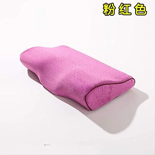 guojia Cuscino Memory Cuscino cervicale Convesso Cuscino cervicale Cuscino Spot Farfalla Cuscino Rimbalzo 62-34-11 cm Rosa