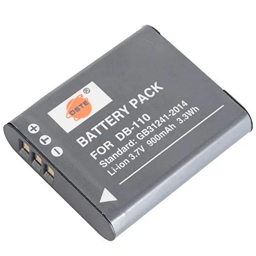 DSTE - Batteria ricaricabile agli ioni di litio da 3,7 V, 900 mAh, DB-110, compatibile con fotocamera Ricoh GR III, Ricoh WG-6, Ricoh G900, Ricoh G900SE