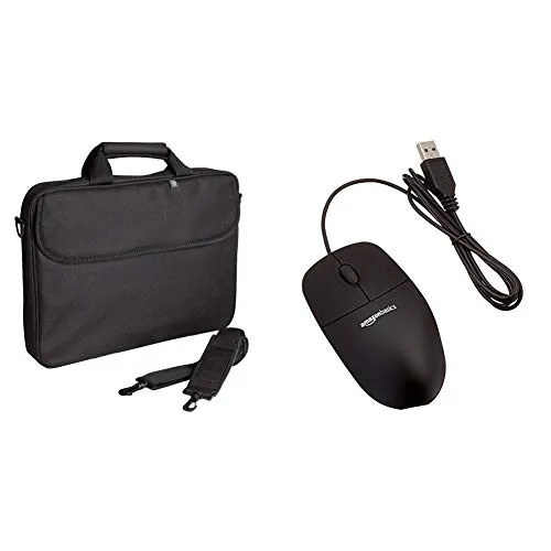 Tech Air TANB0100 Borsa per pc portatile 15,6 pollici, Nero & AmazonBasics Mouse USB, 3 pulsanti
