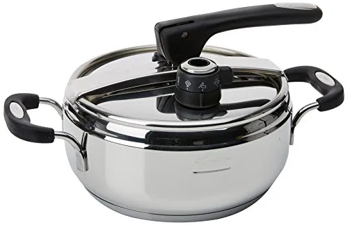 Lagostina Briosa Pentola a Pressione con Ecodose, Ø 22 cm, 3.5 L, Acciaio Inox 18/10, Argento