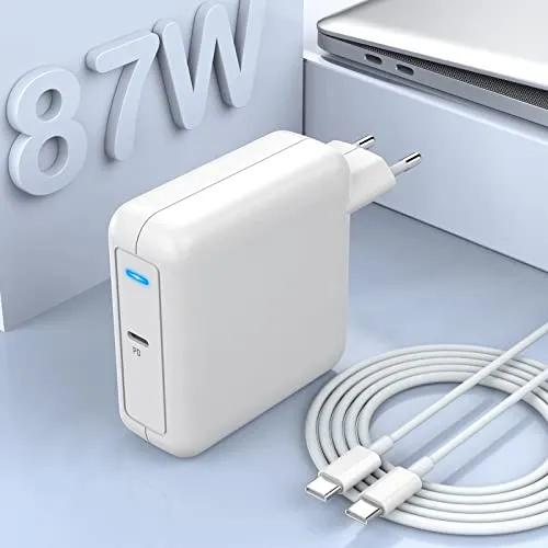 Caricabatterie Mac Book Pro da 87W, Adattatore USB C da 87W con cavo CA da 2 M USB-C a USB-C, Caricatore da parete PD di tipo C per compatibile con Samsung, Nexus, Nintendo, Lenovo, ASUS, Acer, Dell