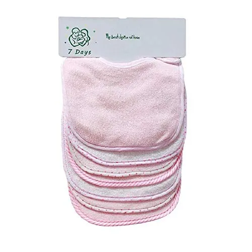 Set di 7 bavaglini morbidi a doppio strato, 100% cotone, assorbenti (pink)