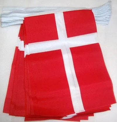AZ FLAG Ghirlanda 6 Metri 20 Bandiere Danimarca 21x15cm - Bandiera Danese 15 x 21 cm - Festone BANDIERINE