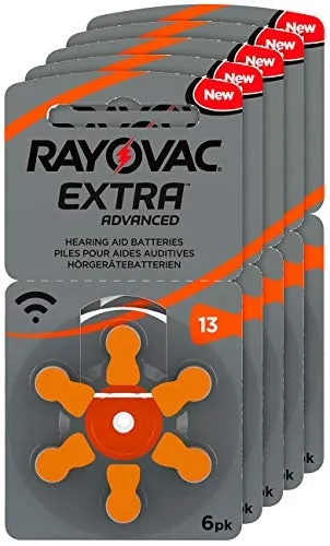 Rayovac - Batterie per apparecchi acustici “13 Extra Advanced”, 1,45 V, 310 mAh, 5 confezioni da 6 pezzi
