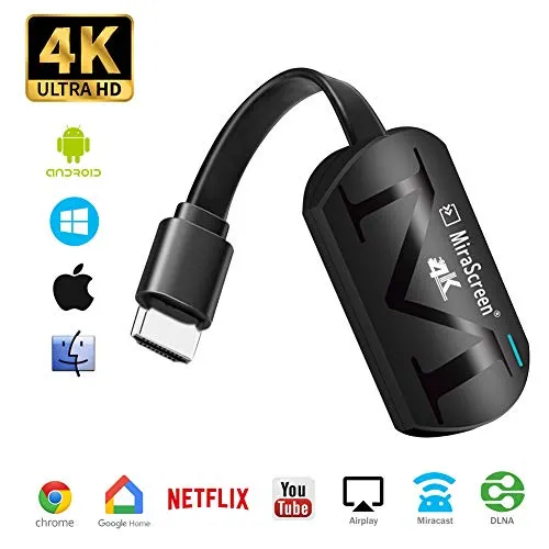 WiFi Display Dongle, 4K HDMI TV Wireless Display Receiver, Supporto Miracast Airplay DLNA per Chromecast/Chrome Home/Android/Smartphone/PC/TV/Monitor/Proiettore