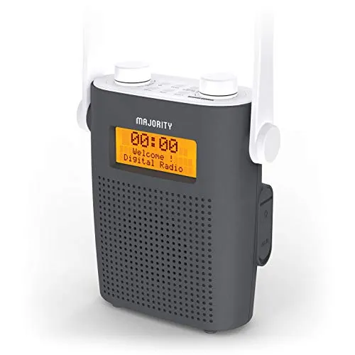 Majority Eversden DAB/DAB + Digitale portatile ricaricabile FM Radio da bagno portatile - resistente all'acqua IPX5 - materiale antiurto - Bluetooth (Grigio)
