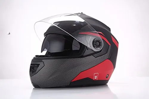 Sparco Riders 45349 Casco Moto Modulare, Nero/Rosso Opaco, Taglia M