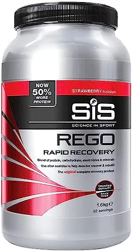 Science In Sport REGO Proteine in Polvere per Recupero Rapido, Frullato Proteico Post Allenamento, 20gr di Proteine, Gusto Fragola (32 Porzioni, 1,6Kg)