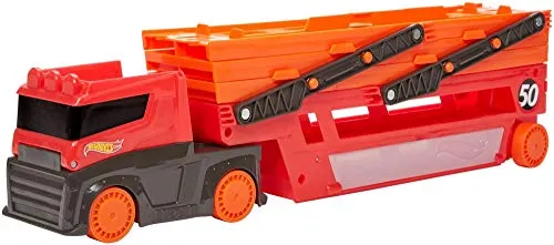 Hot Wheels Mega Trasportatore con Livelli Espandibili, Porta fino a 50 Macchinine, Gioco per Bambini di 3 + Anni, GHR48, Imballaggio Sostenibile