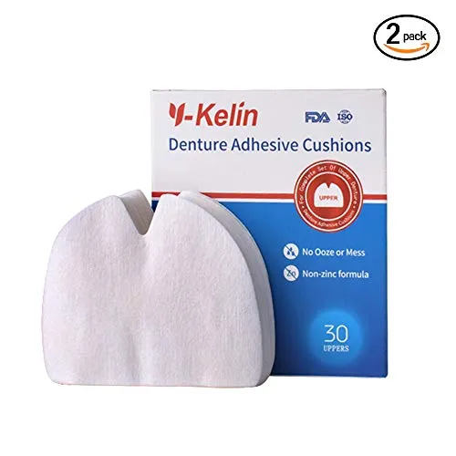 Y-Kelin Cuscino adesivo per protesi superiore Denture Adhesive- 30 pezzi per scatola (2 pacchi)