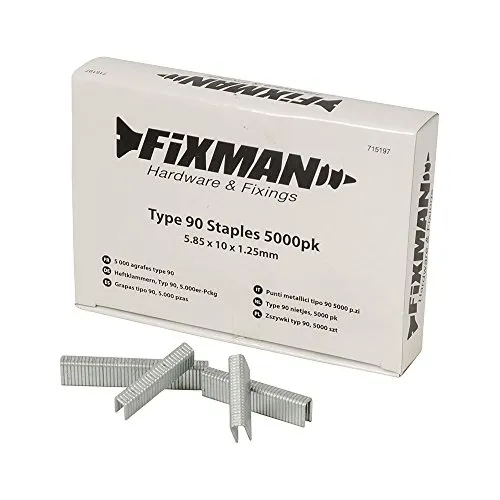 Fixman 715197 - Punti metallici tipo 90, 5,85 x 10 x 1,25 mm, confezione da 5000