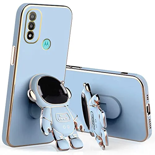 Wousunly Compatibile con Cover Motorola E20 Silicone TPU Antiurto,Custodia Motorola E20 con Supporto Astronauta 3D Sottile Anti-Graffio Case (blu)