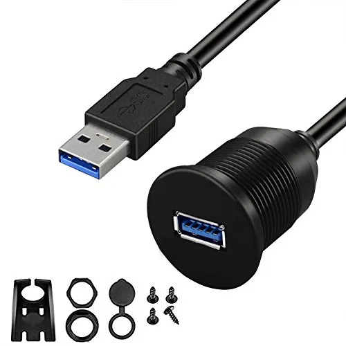 IHRKleid - Cavo dual USB 3.0, da 1 m, per montaggio a incasso, per plancia auto/barca/moto