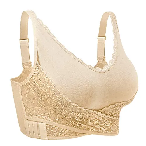 iClosam Reggiseno Senza Ferretto, Reggiseno Bra Donna Push up con Imbottito Rimovibili, Beige XXL