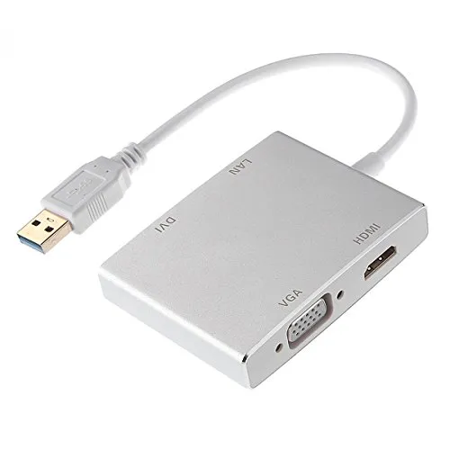 Cablecc, scheda grafica esterna da USB 3.0 a DVI VGA HDMI HDTV e adattatore di rete LAN Ethernet RJ45