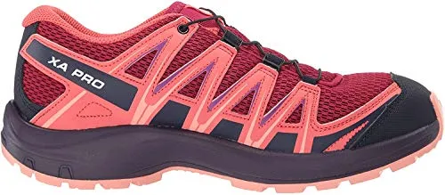 Salomon XA PRO 3D J, Scarpe da Trail Running Unisex – Bambini, Rosso/Arancione (Cerise/Dubarry/Peach Amber), 35 EU