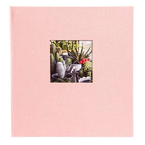 goldbuch 27722 Bella Vista, Album fotografico 30 x 31 cm, 60 pagine bianche con divisori pergamena, album fotografico in lino, colore rosa