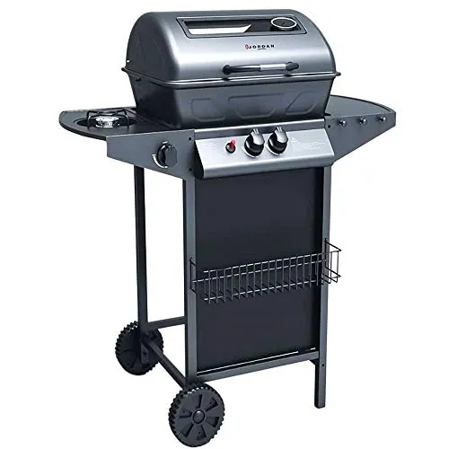 Mediawave Store - Barbecue a Gas in Pietra Lavica SG G2083G Fornello e Griglia Cromata 2,9 Kw, Barbecue per Casa e Giardino, Barbecue Grill BBQ con Rotelle