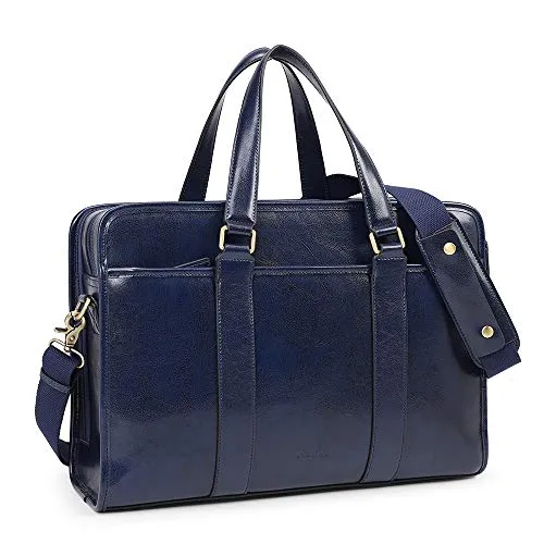 Kattee Borsa Tracolla Donna Uomo in Vera Pelle Borsa Messenger da Lavoro Ventiquattrore Vintage Grande capacità per 15.6 Pollici Laptop (Blu)