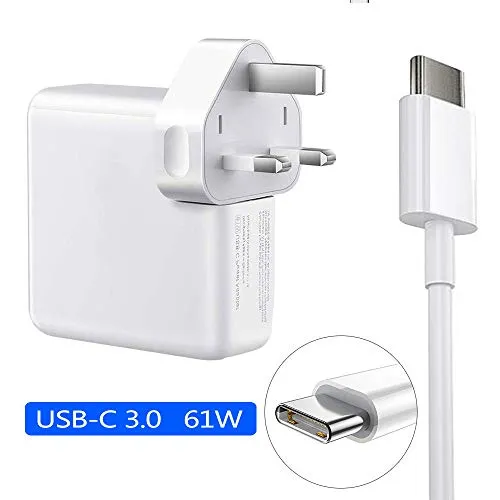 FSKE - Adattatore di alimentazione USB C 61 W compatibile con MacBook Pro 13 pollici USB C caricabatterie per computer portatile HP Lenovo Asus Acer Dell Huawei Matebook Smartphone Tipo C