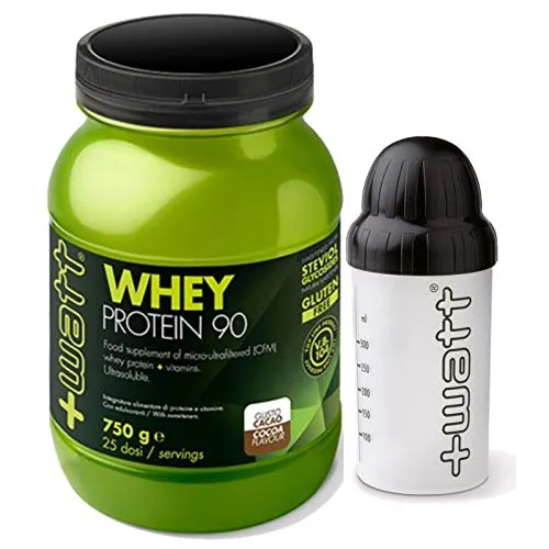 PROTEINE +WATT WHEY 90 PROTEINE DEL SIERO DEL LATTE ISOLATE 90% QUALITA' VOLAC CON VITAMINE + SHAKER (FIORDILATTE)