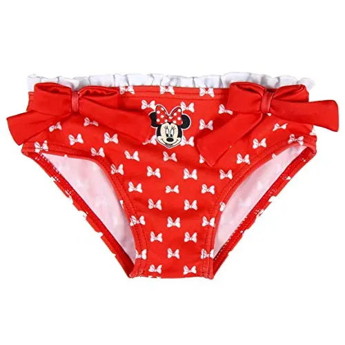 Costume da Bagno Slip Mare Bambina Minnie Mouse Disney | Rosso | 6-12 - 18-24 - 36 Mesi (12 Mesi)