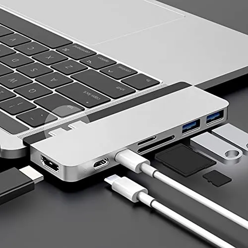 HyperDrive USB C Hub Best Mac USB-C Dual Hub Adapter per MacBook Pro 2019 2018 2016 13" 15" 16" & MacBook Air 7in2 Type-C 100W PD USBC 40Gb/s dati 4K HDMI lettore di schede microSD/SD USB 3.1 SANHO