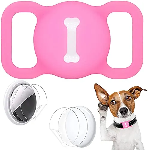 Pet Airtag Collare Protector per Accessori per Collare per Cani e Gatti Airtag GPS Finder, con 4 Sets di Pellicole Protettive (Rosso)