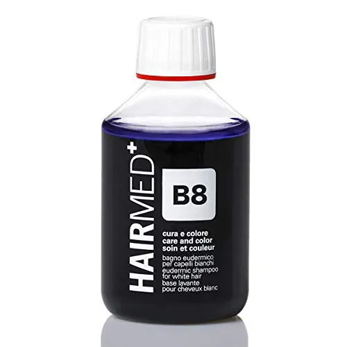 HAIRMED - B8 Shampoo Antigiallo Professionale - Ideale per Capelli Bianchi, Grigi, Biondo Platino e Capelli Decolorati - 200 ml